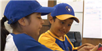 Students wearing Brewers uniforms